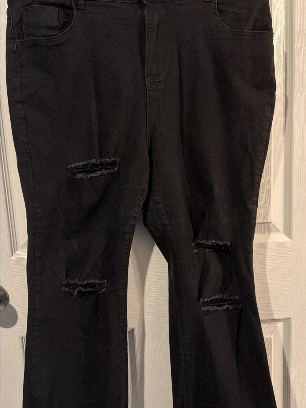 SHEIN Black Boot Cut Distressed Women's Jeans